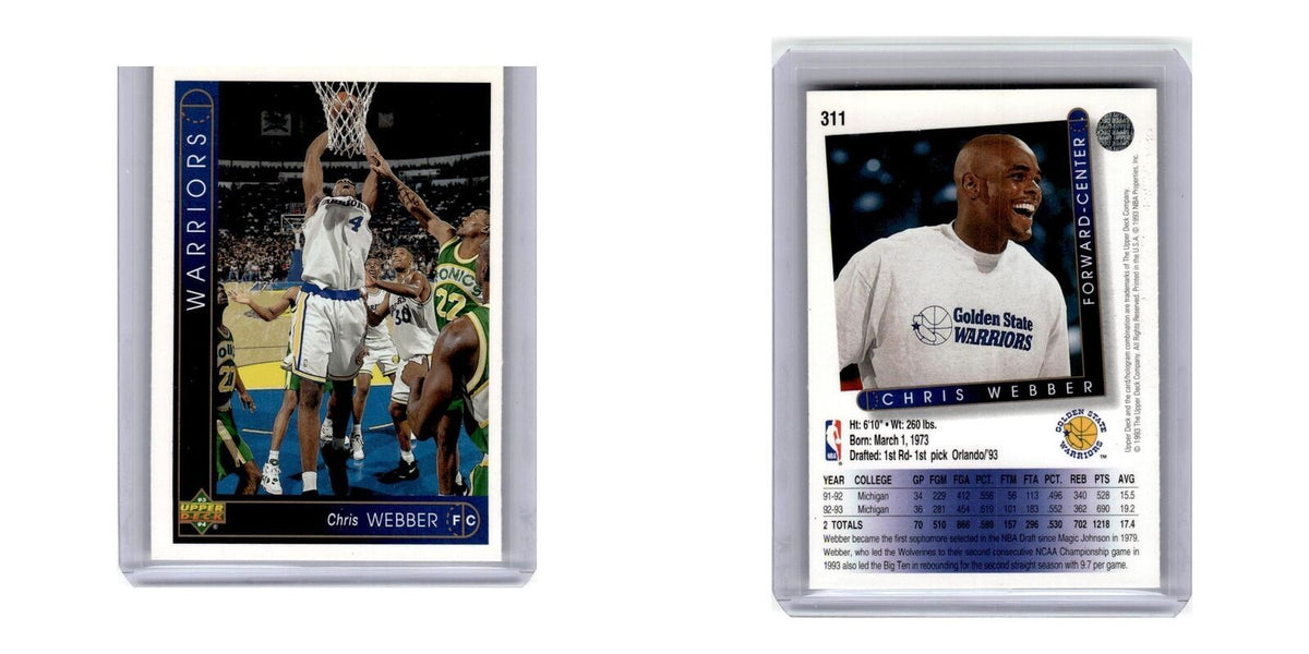 1993 Upper Deck Chris Webber RC Golden State Warriors #311