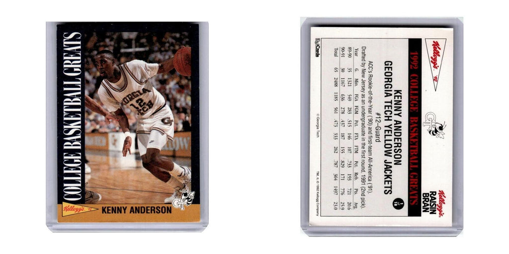1991 Kellogg's College Basketball Greats Kenny Anderson #1