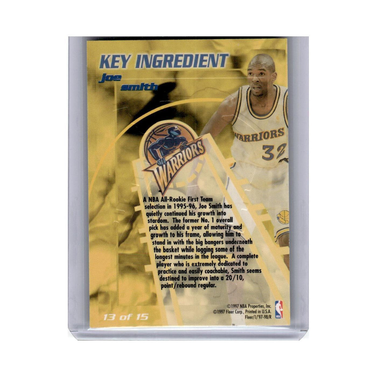 1997 Fleer Joe Smith Golden State Warriors #13