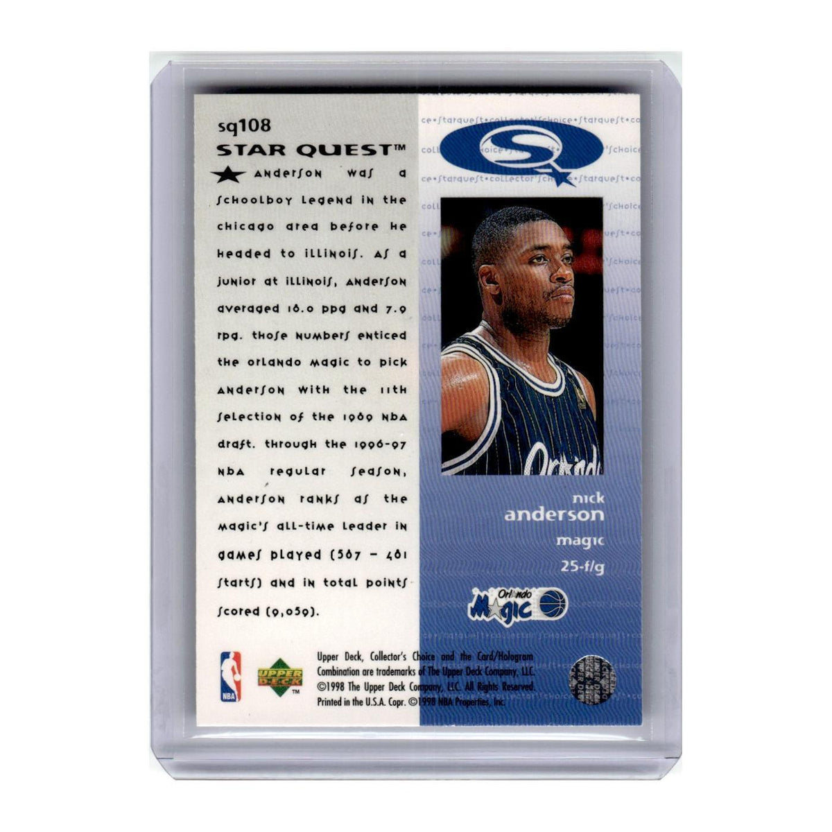 1997 Collector's Choice StarQuest Nick Anderson Magic #SQ108