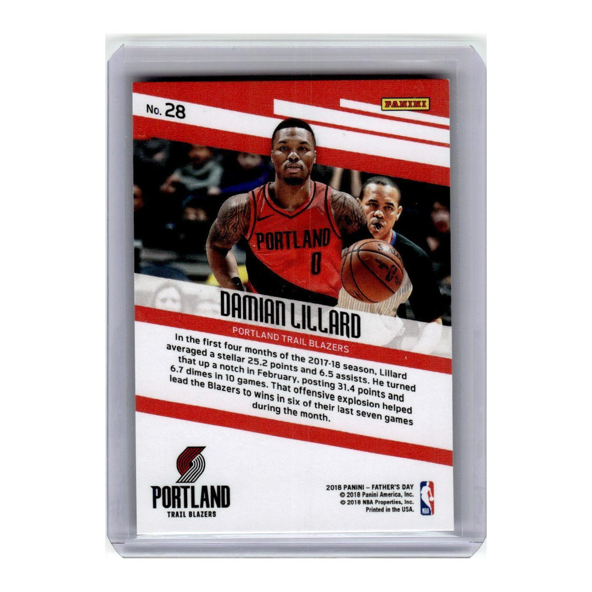 2018 Panini Father's Day Damian Lillard Blazers #28