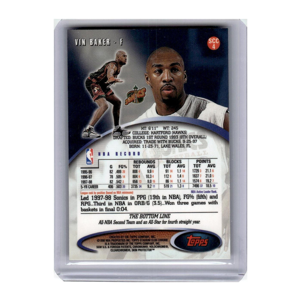 1998 Stadium Club Chrome Vin Baker Seattle SuperSonics #SCC4