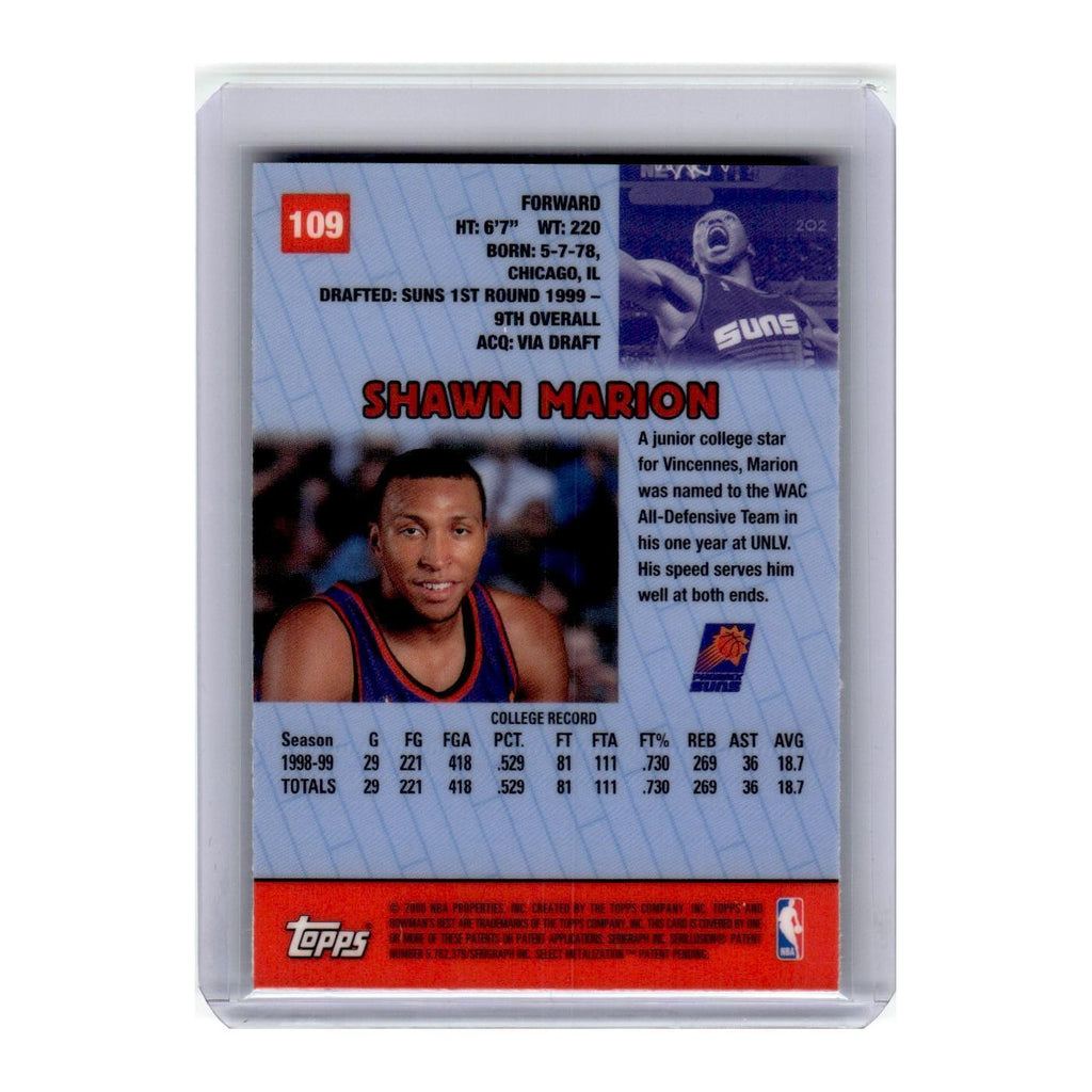 1999 Bowman's Best Shawn Marion RC Suns #109