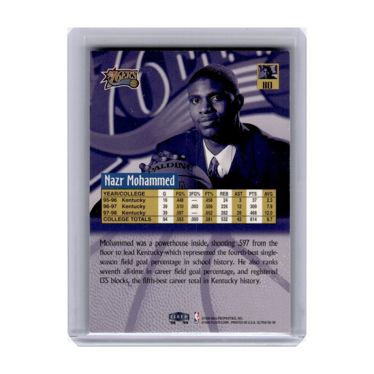 1998 Fleer Ultra Nazr Mohammed 76ers #110