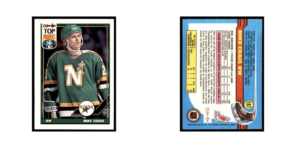 Mike Craig 1991 O-Pee-Chee #187 Minnesota North Stars Hockey Card NM