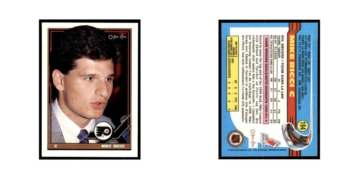 Mike Ricci 1991 O-Pee-Chee #194 Philadelphia Flyers Hockey Card NM