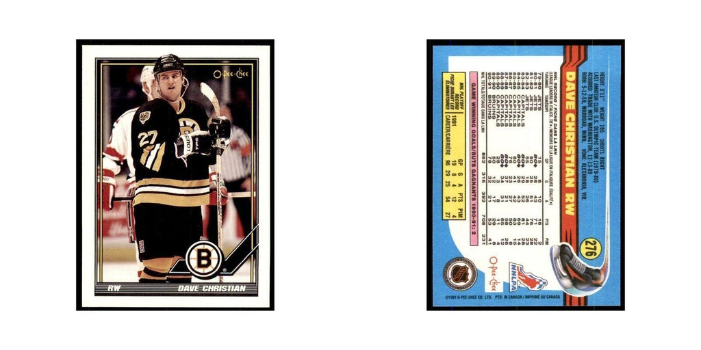 Dave Christian 1991 O-Pee-Chee #276 Boston Bruins Hockey Card NM