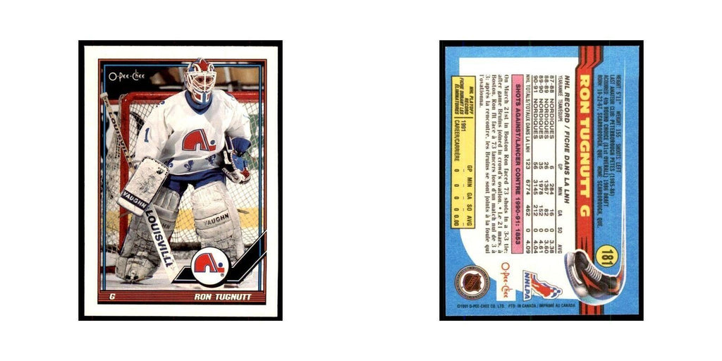 Ron Tugnutt 1991 O-Pee-Chee #181 Quebec Nordiques Hockey Card NM