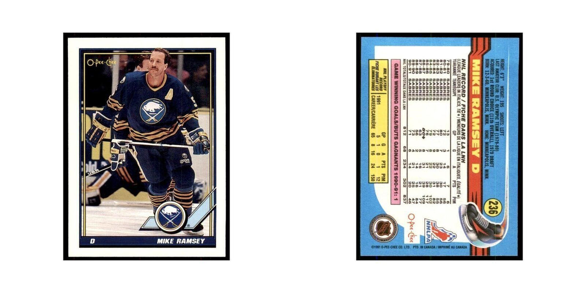Mike Ramsey 1991 O-Pee-Chee #236 Buffalo Sabres Hockey Card NM