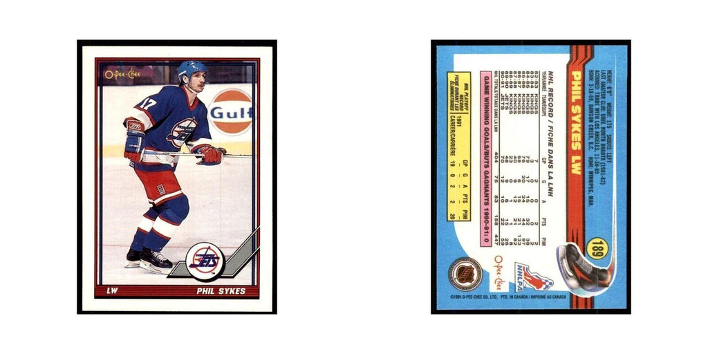 Phil Sykes 1991 O-Pee-Chee #189 Winnipeg Jets Hockey Card NM