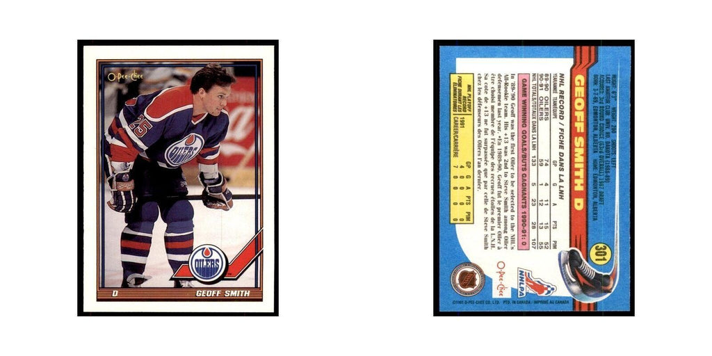 Geoff Smith 1991 O-Pee-Chee #301 Edmonton Oilers Hockey Card NM