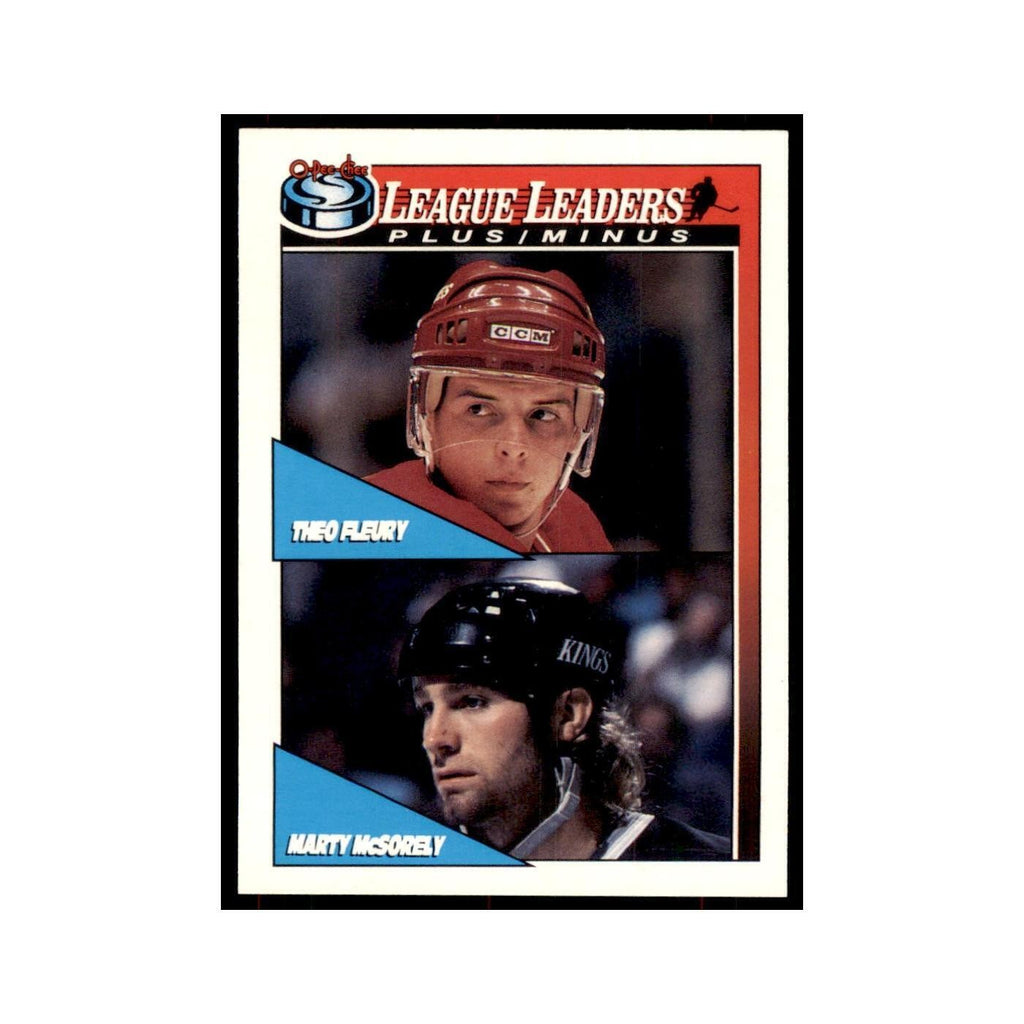 Theo Fleury Marty McSorley 1991 O-Pee-Chee #322 Hockey Card NM