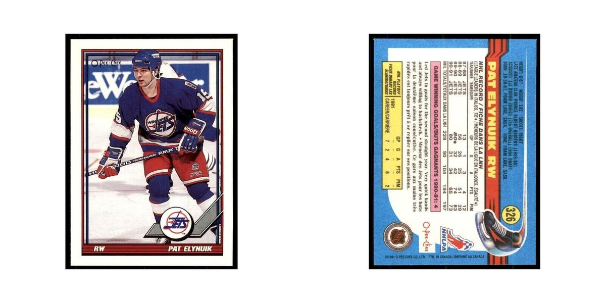 Pat Elynuik 1991 O-Pee-Chee #326 Winnipeg Jets Hockey Card NM