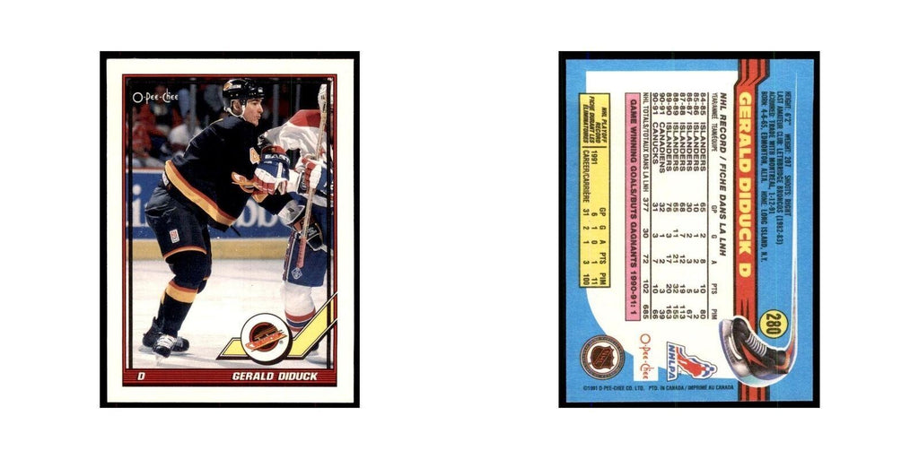 Gerald Diduck 1991 O-Pee-Chee #280 Vancouver Canucks Hockey Card NM