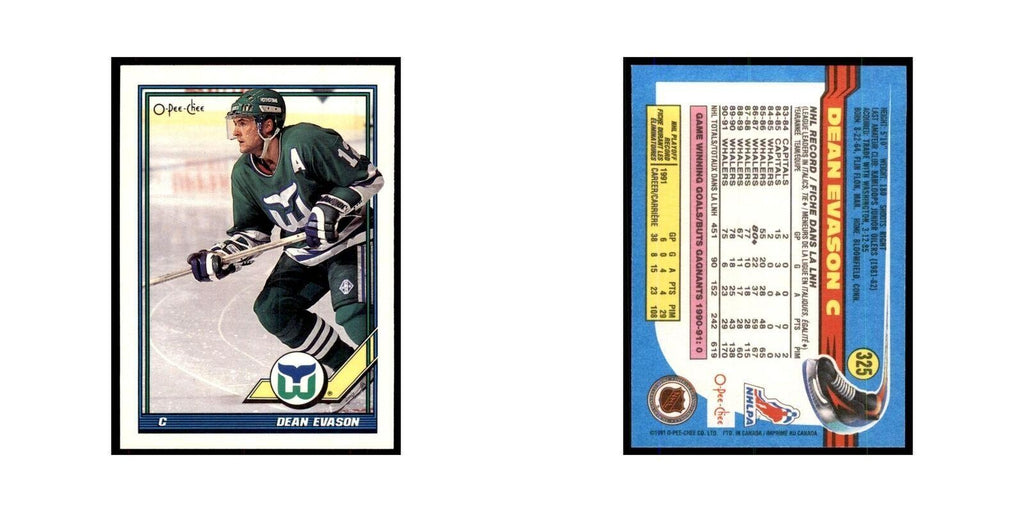 Dean Evason 1991 O-Pee-Chee #325 Hartford Whalers Hockey Card NM