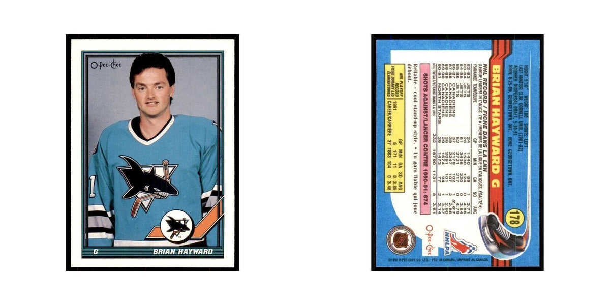 Brian Hayward 1991 O-Pee-Chee #178 San Jose Sharks Hockey Card NM