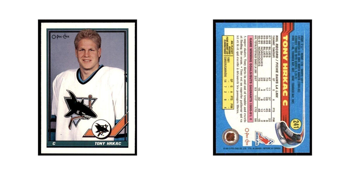 Tony Hrkac 1991 O-Pee-Chee #241 San Jose Sharks Hockey Card NM