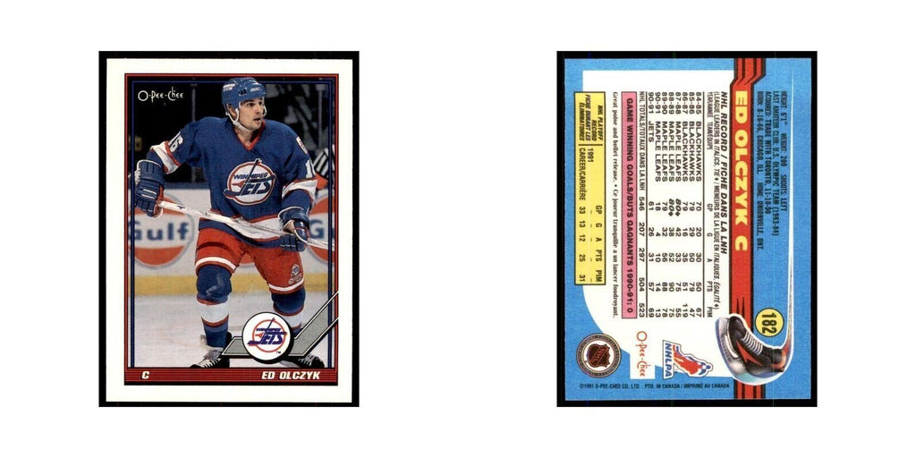 Ed Olczyk 1991 O-Pee-Chee #182 Winnipeg Jets Hockey Card NM