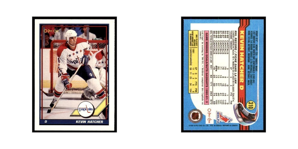 Kevin Hatcher 1991 O-Pee-Chee #310 Washington Capitals Hockey Card NM