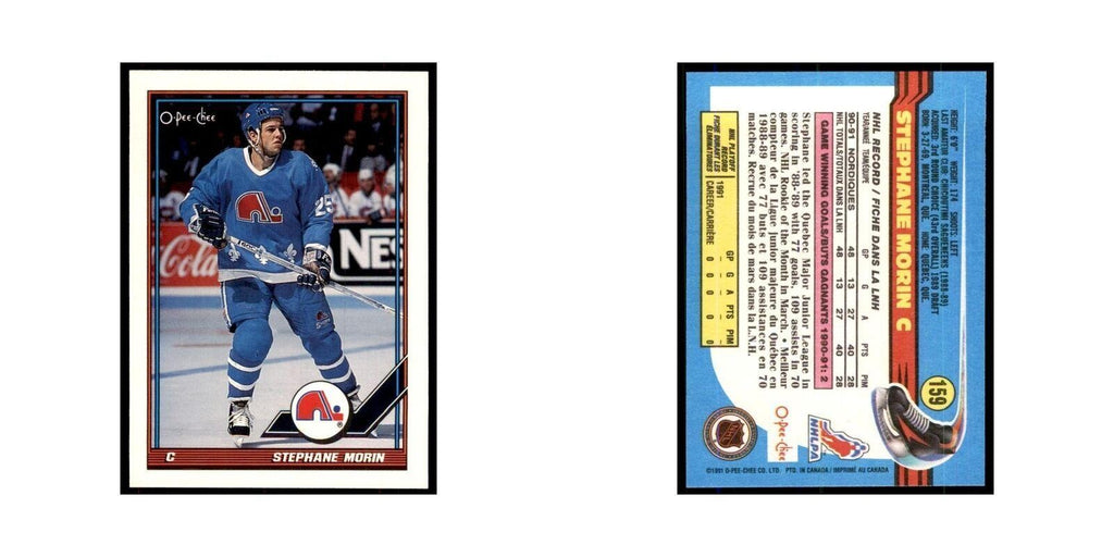 Stephane Morin 1991 O-Pee-Chee #159 Quebec Nordiques Hockey Card NM