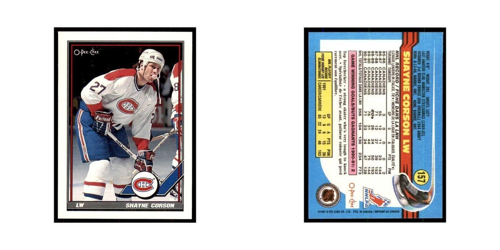Shayne Corson 1991 O-Pee-Chee #157 Montreal Canadiens Hockey Card NM