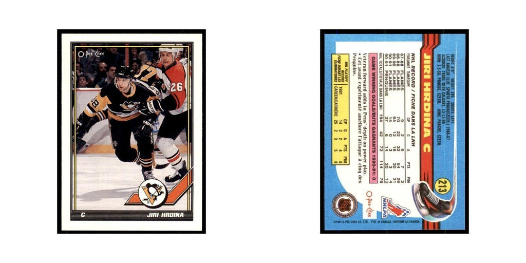 Jiri Hrdina 1991 O-Pee-Chee #213 Pittsburgh Penguins Hockey Card NM