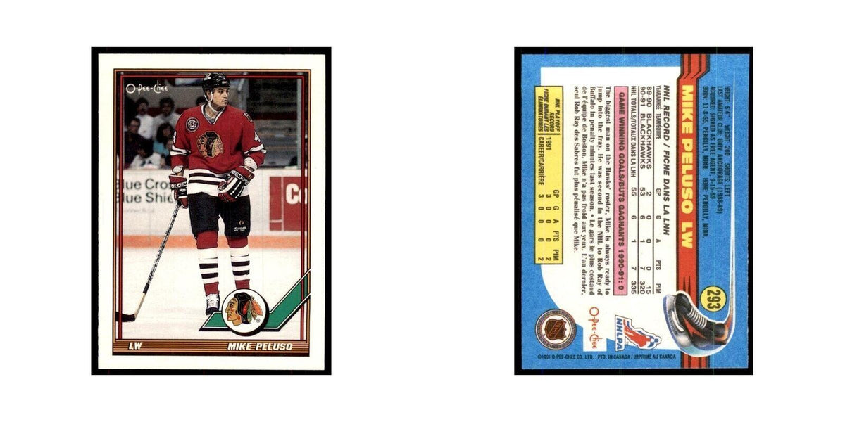 Mike Peluso 1991 O-Pee-Chee #293 Chicago Blackhawks Hockey Card NM