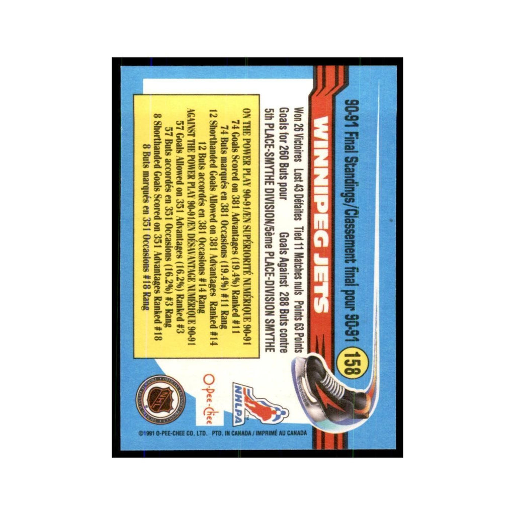 Winnipeg Jets 1991 O-Pee-Chee #158 Winnipeg Jets Hockey Card NM