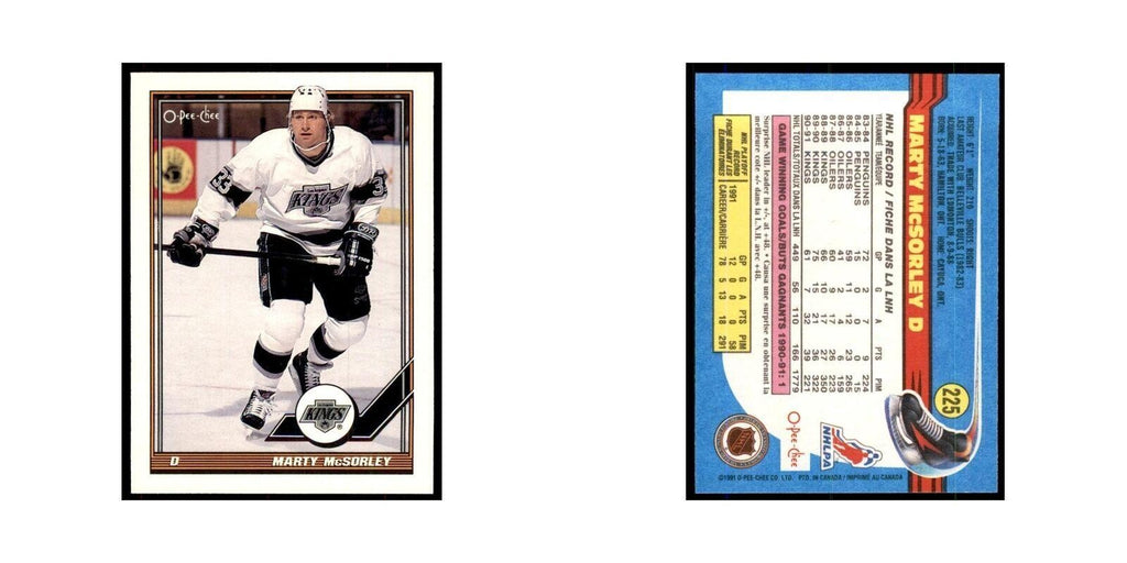 Marty McSorley 1991 O-Pee-Chee #225 Los Angeles Kings Hockey Card NM