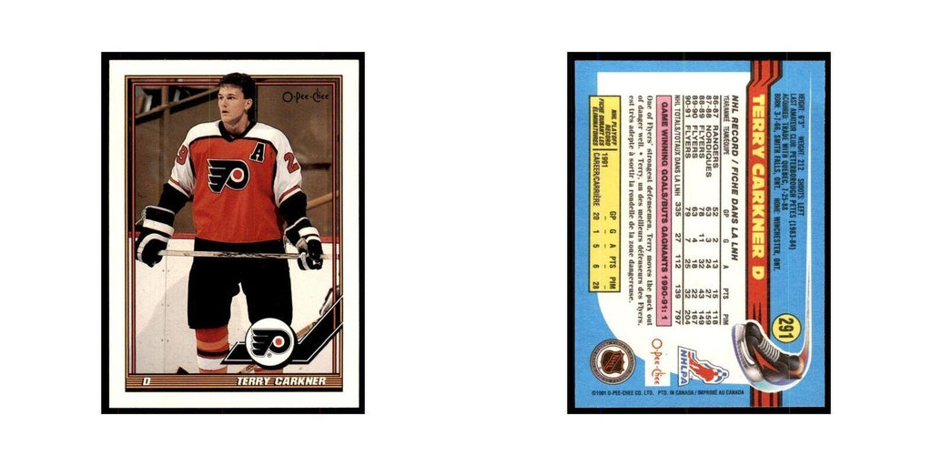 Terry Carkner 1991 O-Pee-Chee #291 Philadelphia Flyers Hockey Card NM