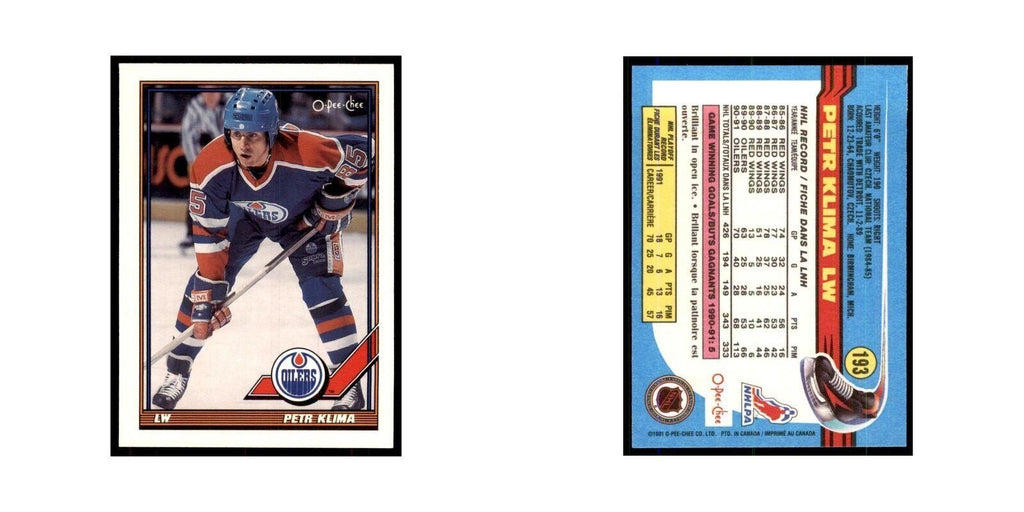 Petr Klima 1991 O-Pee-Chee #193 Edmonton Oilers Hockey Card NM