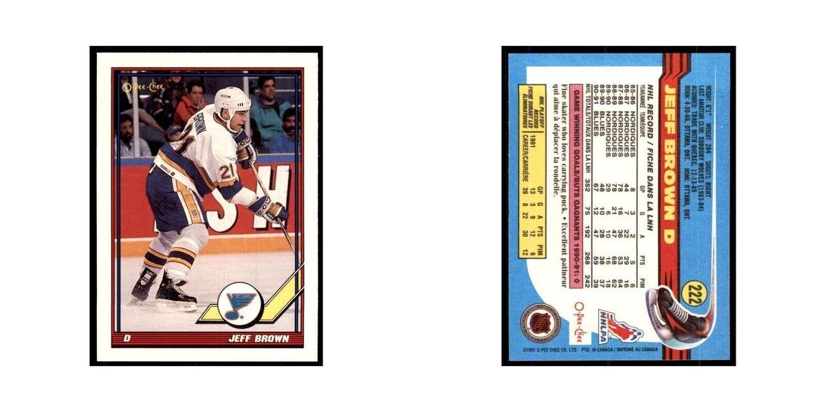 Jeff Brown 1991 O-Pee-Chee #222 St. Louis Blues Hockey Card NM