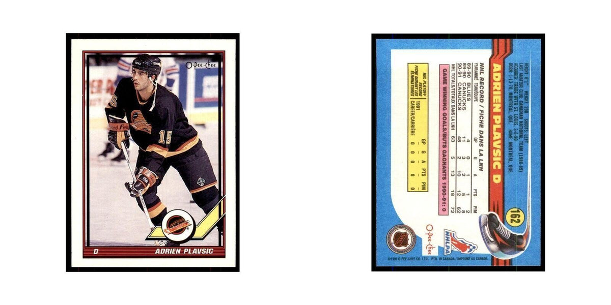 Adrien Plavsic 1991 O-Pee-Chee #162 Vancouver Canucks Hockey Card NM