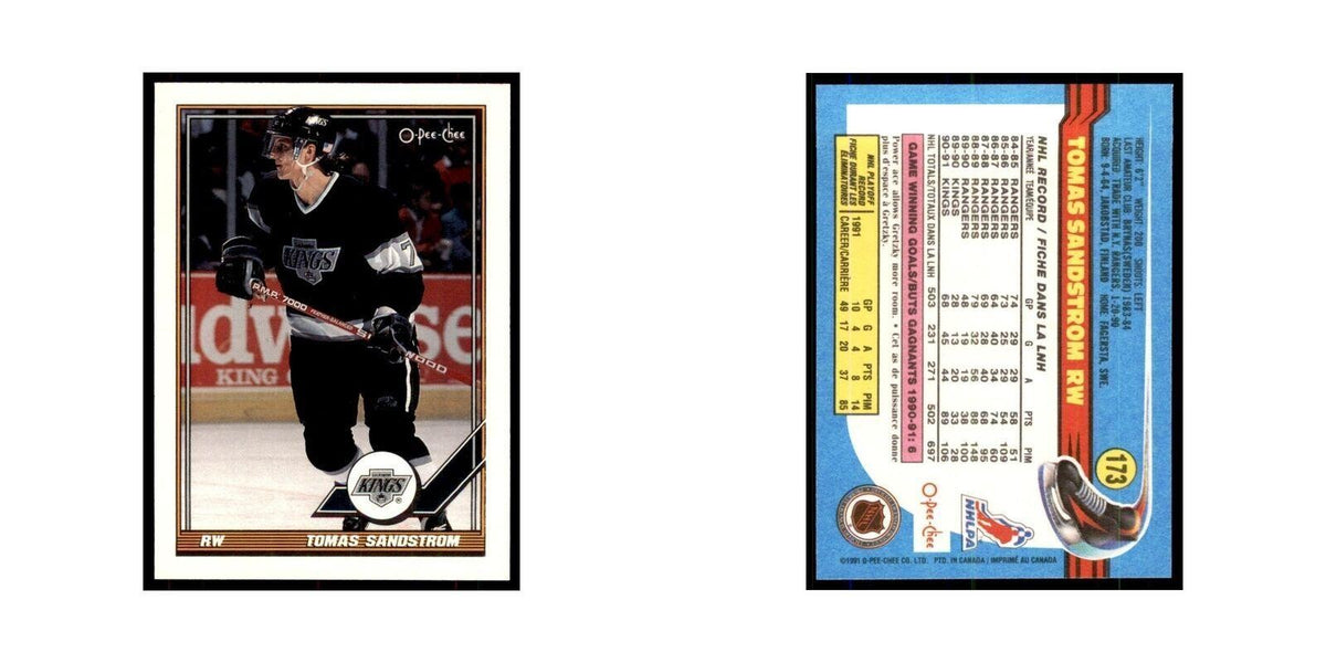 Tomas Sandstrom 1991 O-Pee-Chee #173 Los Angeles Kings Hockey Card NM
