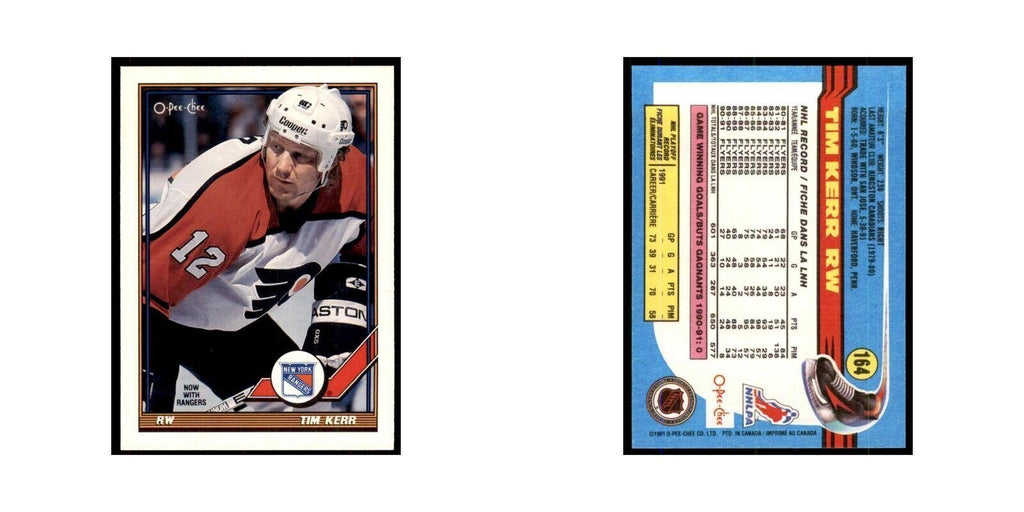 Tim Kerr 1991 O-Pee-Chee #164 Philadelphia Flyers Hockey Card NM