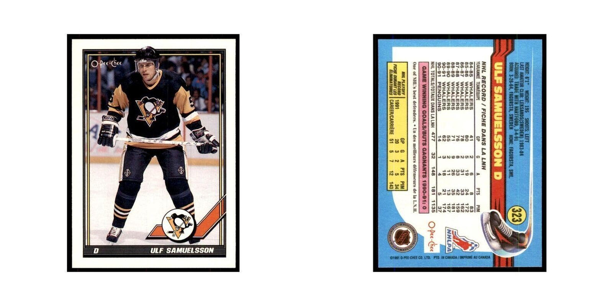 Ulf Samuelsson 1991 O-Pee-Chee #323 Pittsburgh Penguins Hockey Card NM