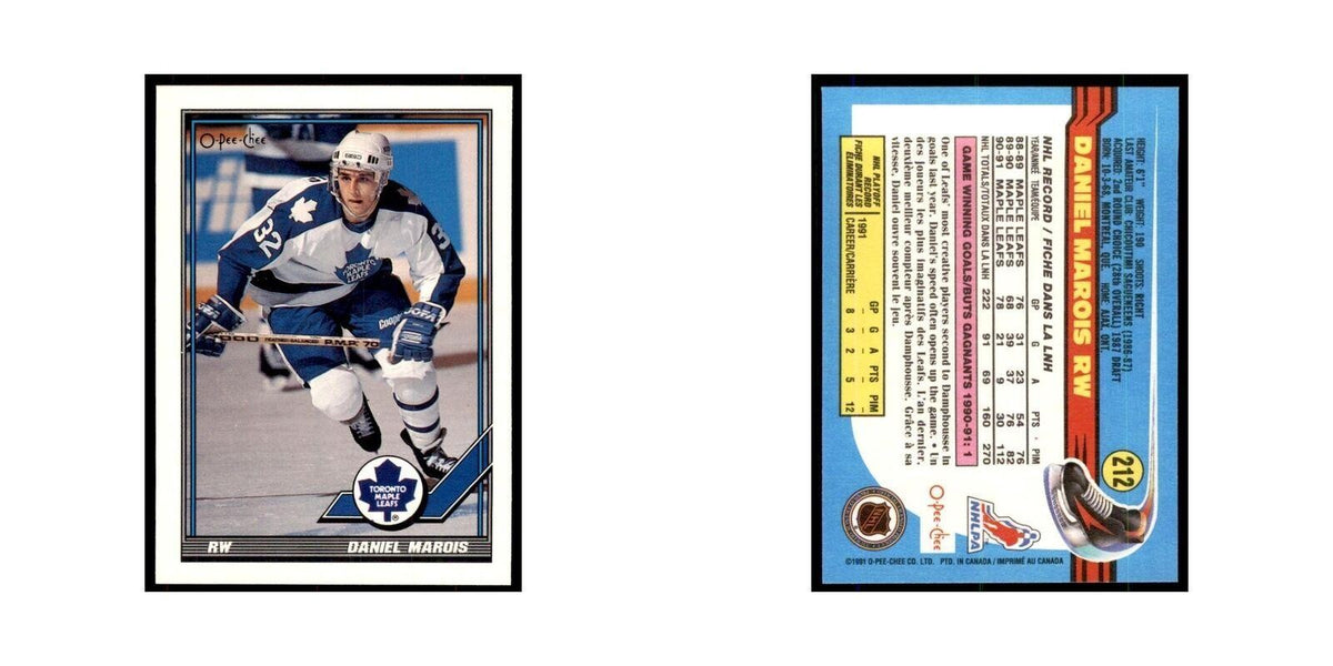 Daniel Marois 1991 O-Pee-Chee #212 Toronto Maple Leafs Hockey Card NM
