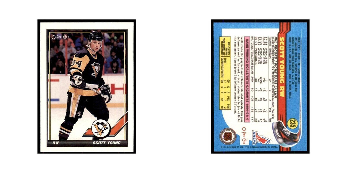 Scott Young 1991 O-Pee-Chee #235 Pittsburgh Penguins Hockey Card NM