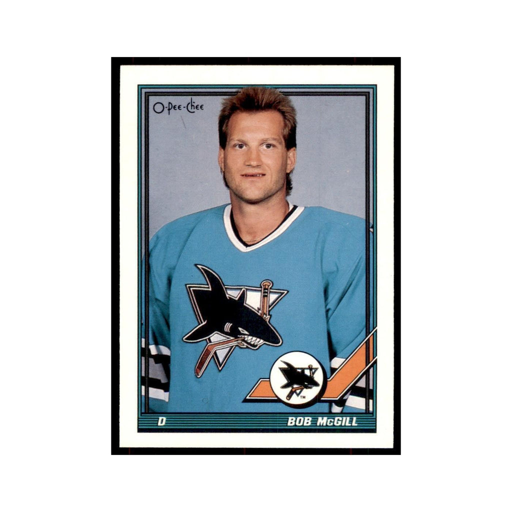 Bob McGill 1991 O-Pee-Chee #216 San Jose Sharks Hockey Card NM