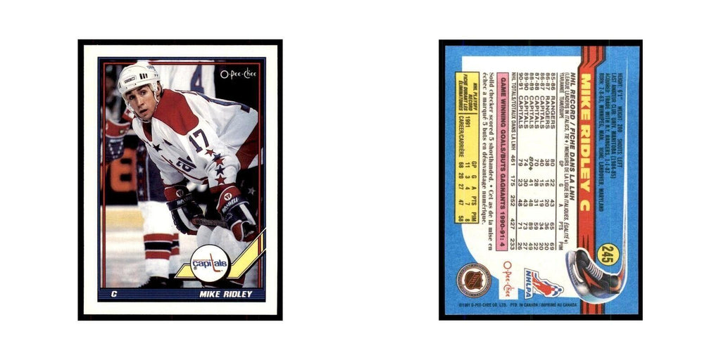 Mike Ridley 1991 O-Pee-Chee #245 Washington Capitals Hockey Card NM