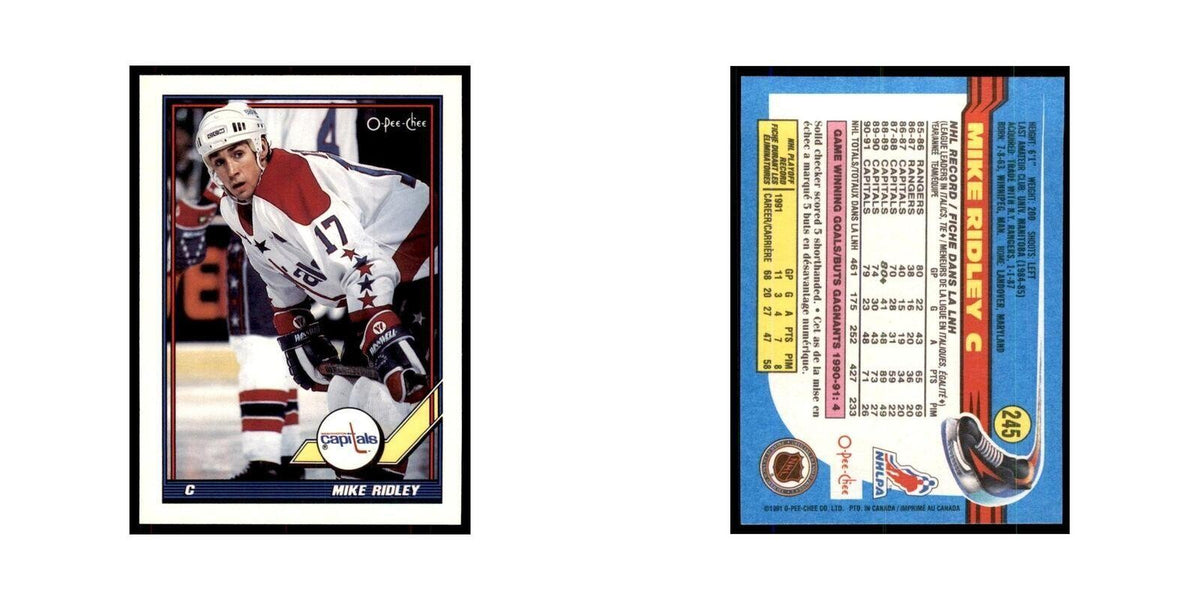 Mike Ridley 1991 O-Pee-Chee #245 Washington Capitals Hockey Card NM