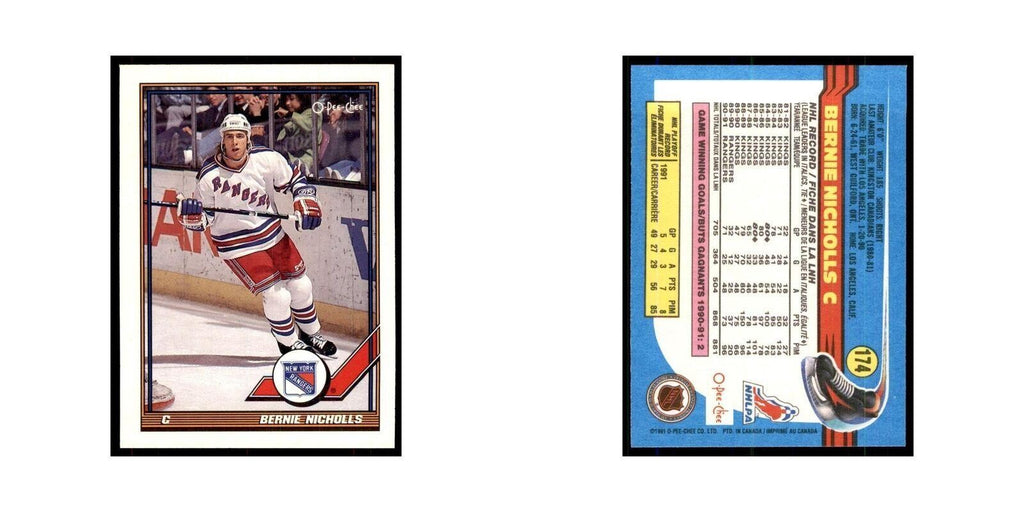 Bernie Nicholls 1991 O-Pee-Chee #174 New York Rangers Hockey Card NM
