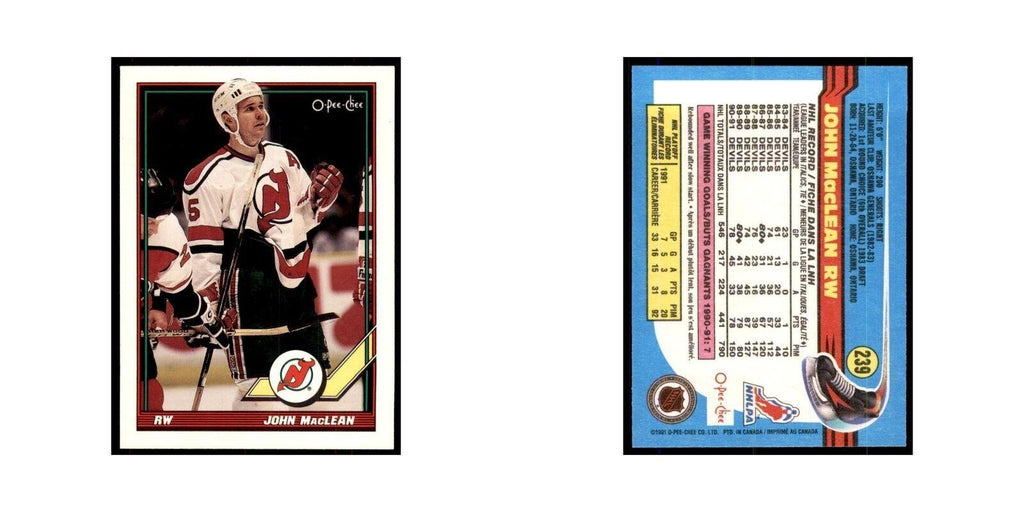 John MacLean 1991 O-Pee-Chee #239 New Jersey Devils Hockey Card NM