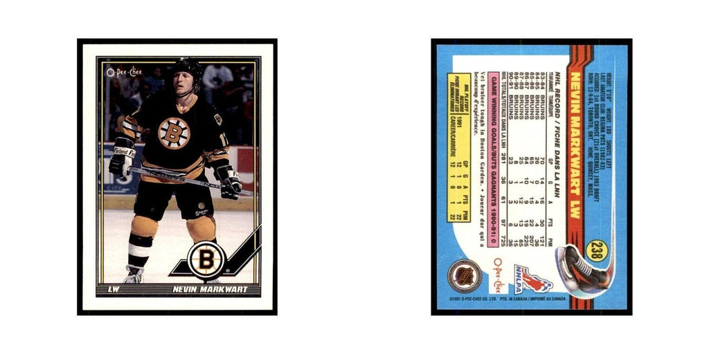 Nevin Markwart 1991 O-Pee-Chee #238 Boston Bruins Hockey Card NM