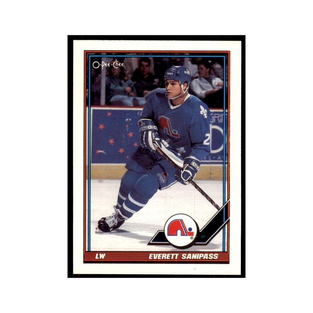 Everett Sanipass 1991 O-Pee-Chee #315 Quebec Nordiques Hockey Card NM