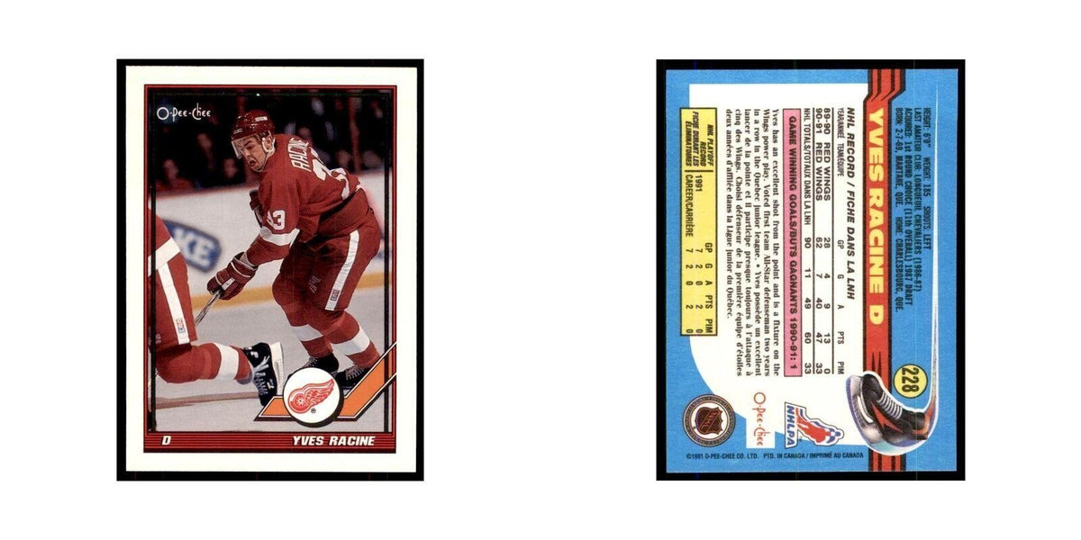 Yves Racine 1991 O-Pee-Chee #228 Detroit Red Wings Hockey Card NM