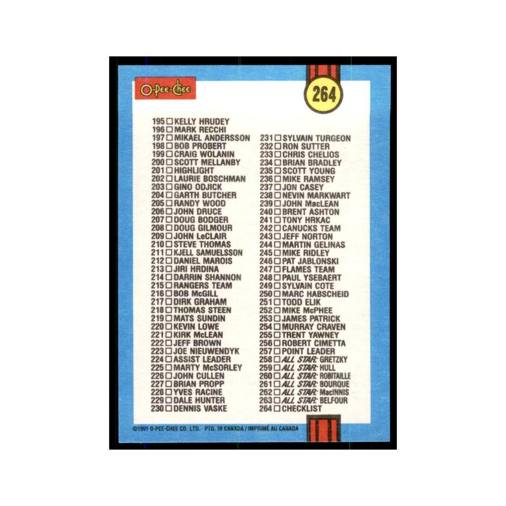 Checklist 2 1991 O-Pee-Chee #264 Hockey Card NM