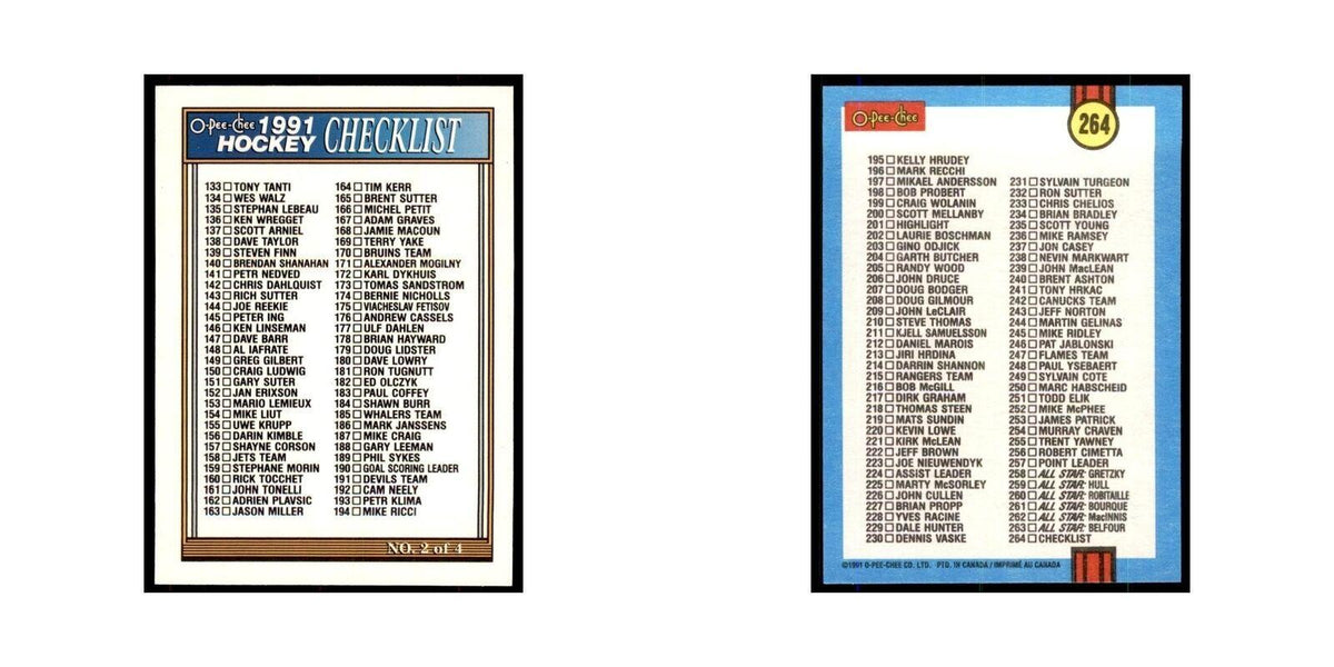 Checklist 2 1991 O-Pee-Chee #264 Hockey Card NM