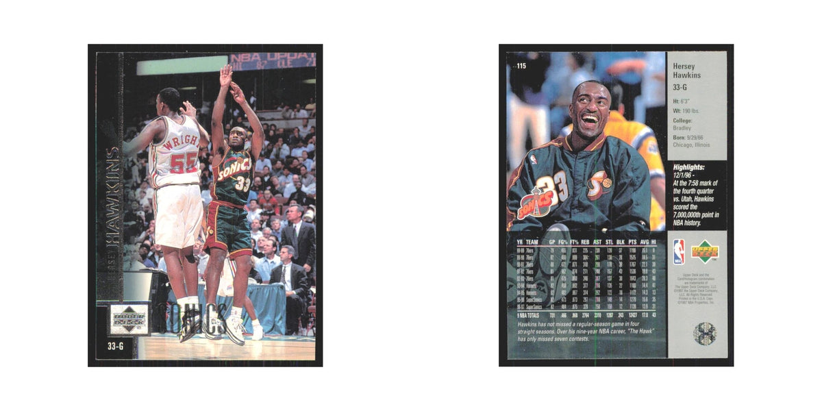 Hersey Hawkins 1997 Upper Deck #115 Seattle SuperSonics Basketball Card NM