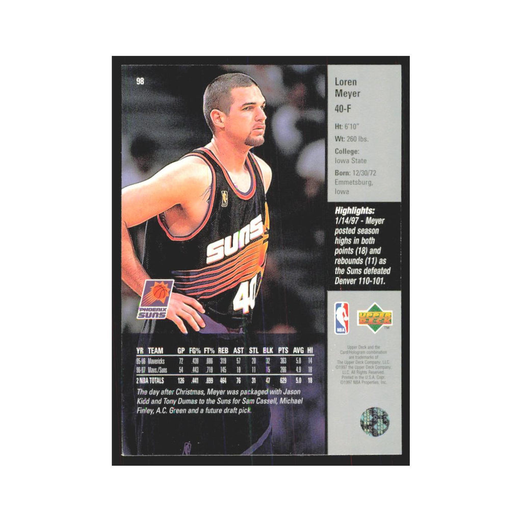 Loren Meyer 1997 Upper Deck #98 Phoenix Suns Basketball Card NM